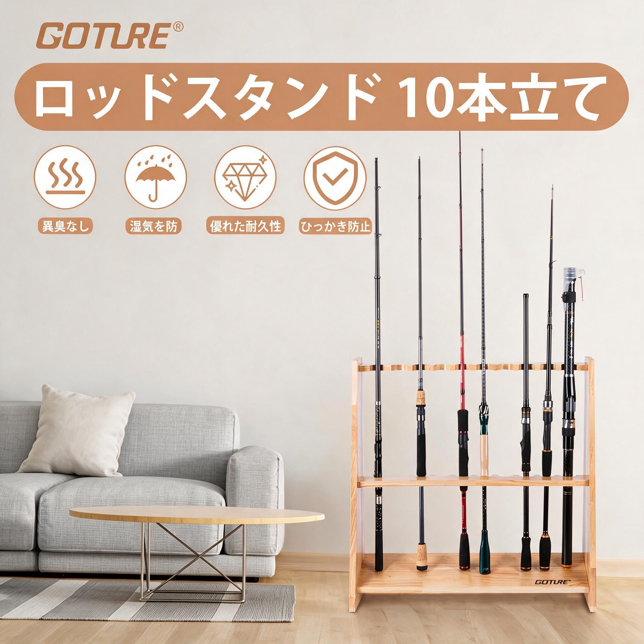 Goture Wooden Fishing Rod Hold - Fishing Rod Rack review and price